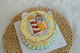 星星人手绘主题蛋糕