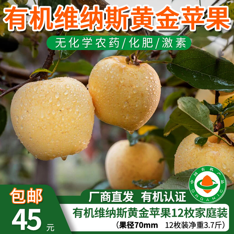 【厂商直发】有机维纳斯黄金苹果果肉脆甜多汁果型饱满新鲜采摘包邮