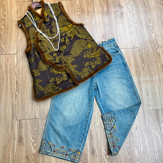 OG 8696新中式复古夹棉立领盘扣老钱风轻奢贵气气质马甲 商品图1