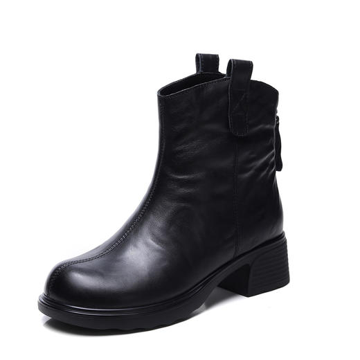 FR 85699短靴西部靴复古保暖绒里粗跟拉链 商品图4