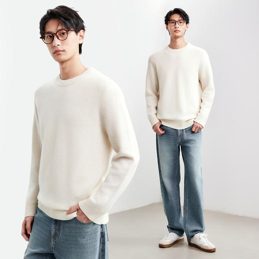 棉仓367826048-重磅粗针编织圆领毛衣 商品图4