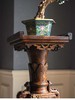 【已售】独角鹿西洋古董 19世纪法国出品东方风格花鸟造型铜鎏金精雕装饰吉祥回纹主题硬木花几 商品缩略图4