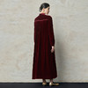 【林栖设计小店】（现货）【手工钩花】酒红连衣裙手工串珠2025秋冬新款宽松长裙女1954024B 商品缩略图4