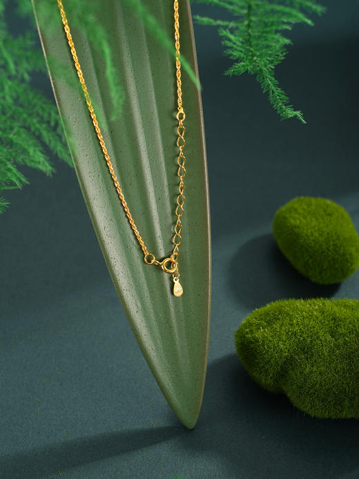 子佩集【翎舞芳华】S925银套链【DZ04976】镀金孔雀平安扣和田玉古法银项链2510 商品图7