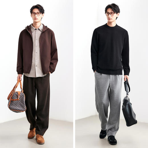 棉仓367818016-重磅针织羊毛打褶宽松直筒裤 商品图4