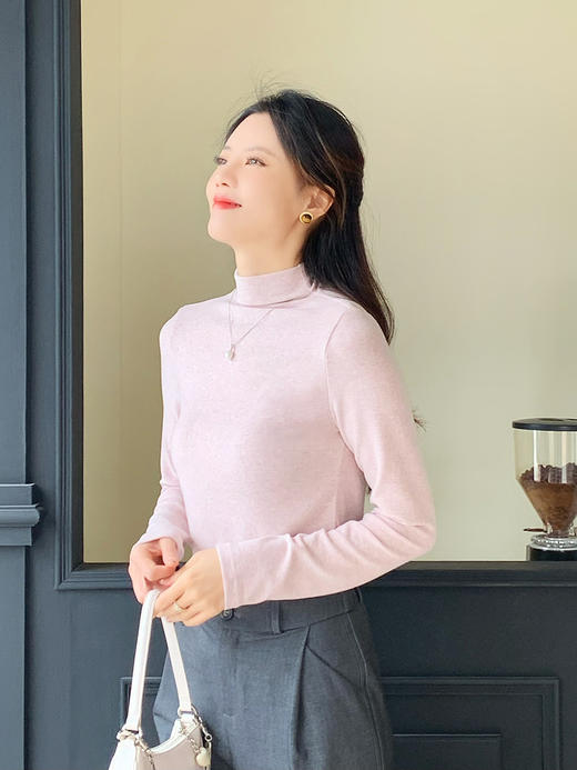 【百图lulu定制】【羊毛桑蚕丝T恤】九色 半高领 羊毛桑蚕丝 长袖T恤 商品图7