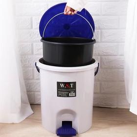 大号脚踏垃圾桶有盖 带盖脚踏垃圾桶 纸篓卫生桶 带内筒圆形垃圾收纳桶 随机颜色1个