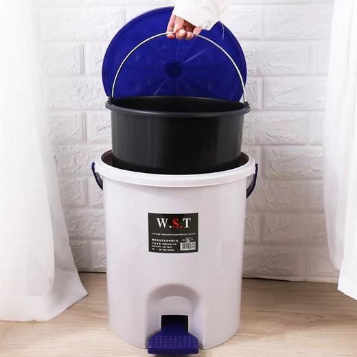 大号脚踏垃圾桶有盖 带盖脚踏垃圾桶 纸篓卫生桶 带内筒圆形垃圾收纳桶 随机颜色1个 商品图0