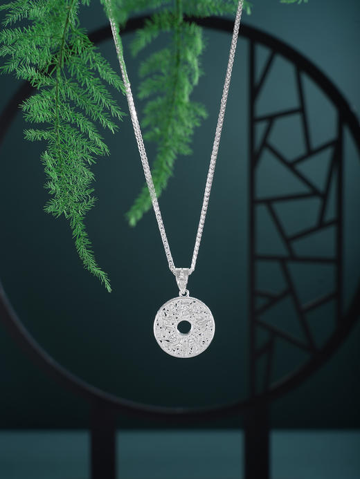 子佩集【好运连鲤】S990银套链【YXYLDZ056】花丝珐琅彩双鱼平安扣福字项链2510 商品图7