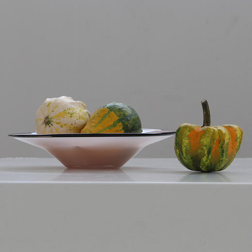 北欧风瓷粉黑边敞口花瓶鲜花餐桌电视柜简约创意手工家用玻璃果盘 商品图4