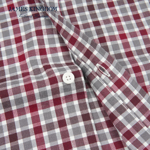 【 红格羊毛混纺】占姆士羊毛格子长袖衬衫男秋冬季新款高端商务休闲男士衬衫潮 商品图7
