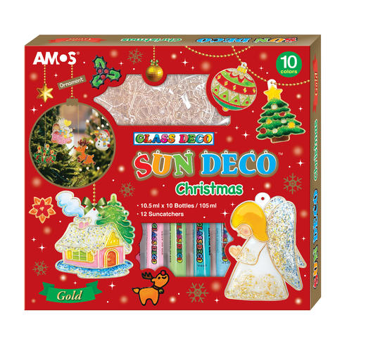 【AMOS合集】韩国AMOS免烤胶画儿童手工DIY制作涂色颜料填充女孩男孩玻璃益智生日礼物套装 商品图3