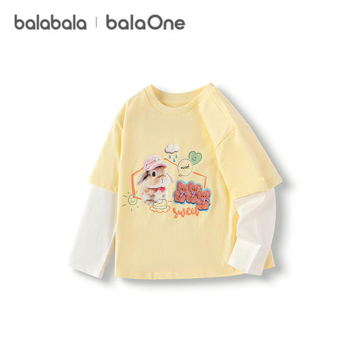 巴拉巴拉童装宝宝t恤纯棉假两件长袖上衣女童秋装2025新款印花萌 商品图4