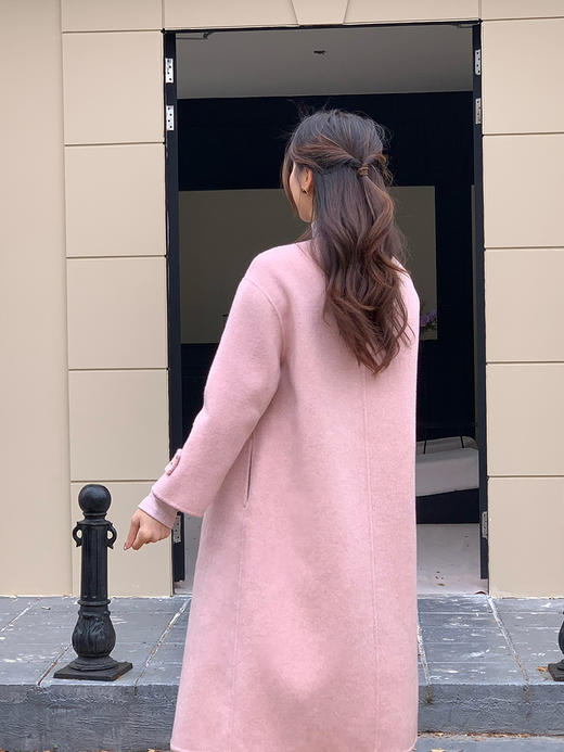 【百图lulu定制】【全能型双面呢大衣】【赠围巾】100%美丽诺羊毛 单排扣 圆领 双面呢大衣 商品图13