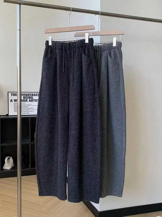 现货【YW】无忧购秋冬加绒加厚休闲日韩系松弛百搭奶芙绒阔腿裤女N3931（截单后7天发货) 商品图1