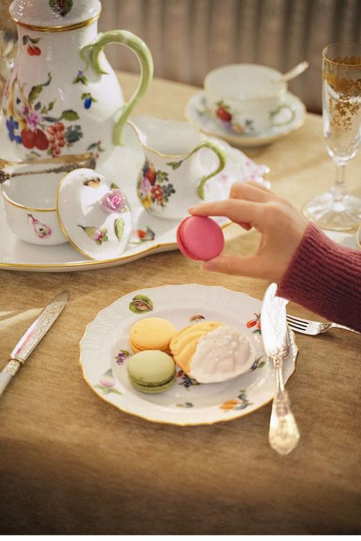 独角鹿西洋古董 20世纪匈牙利赫伦瓷窑出品水果花束系列主题手绘描金装饰四人下午茶瓷器套件 商品图5