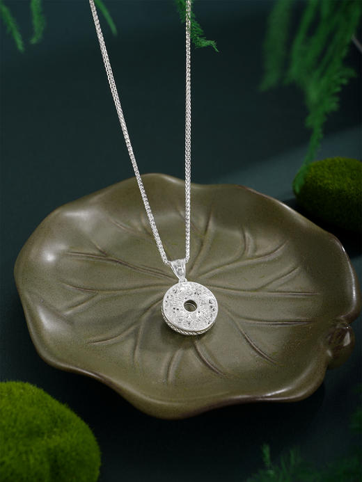 子佩集【好运连鲤】S990银套链【YXYLDZ056】花丝珐琅彩双鱼平安扣福字项链2510 商品图9