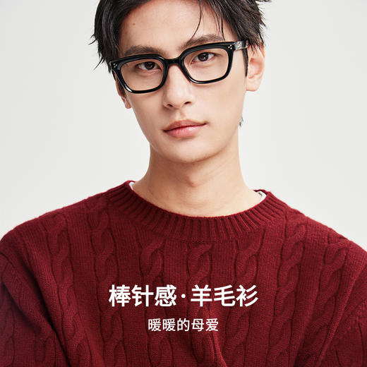 棉仓367826014-美丽诺全羊毛绞花麻花毛衣男秋冬复古老钱 商品图1