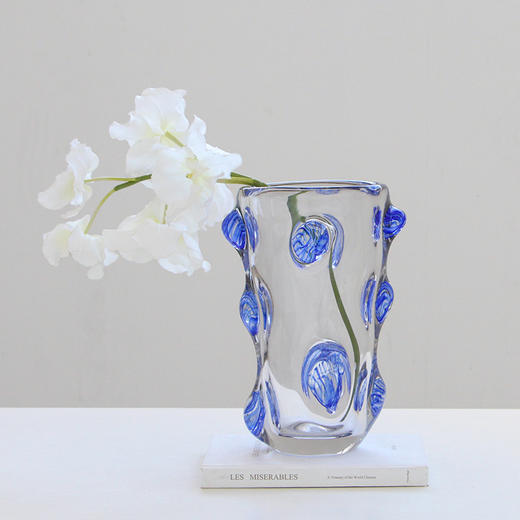 现代手工透明厚重玻璃花器摆件设计师样板间售楼处客厅软装饰简约 商品图1