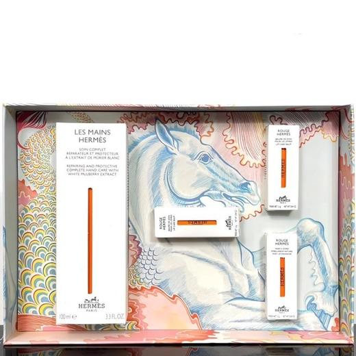 爱马仕HERMES情人套盒伴手礼缎光瑰丽口红小样#21#49+润唇膏+护手霜100ml礼袋 香港直邮 日期到26年10-12月 商品图0