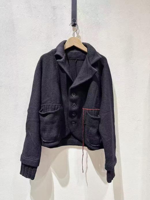 女款翻领拼接针织外套 商品图0