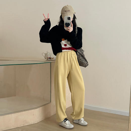 【热销5万条】加绒加厚两穿休闲阔腿卫裤 商品图5