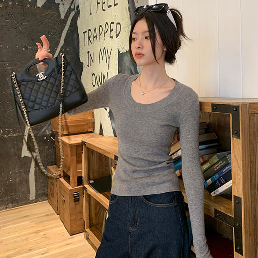 【高品质】羊毛蚕丝圆领显瘦针织衫 商品图1