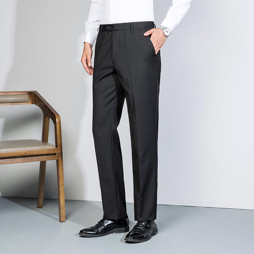 罗蒙男士加绒西裤商务风抗皱裤子耐磨双保险裤扣宽松直筒版型不紧绷长裤 商品图5