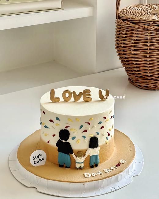 幸福具象化一家手绘LOVE蛋糕-低糖处理无添加 商品图0