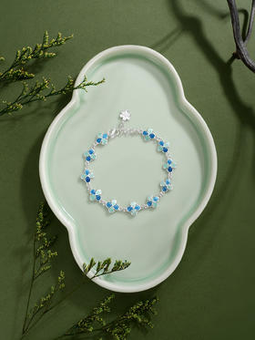 子佩集【四叶安好】S990银手链【MXSL011】四叶草花丝珐琅彩2510