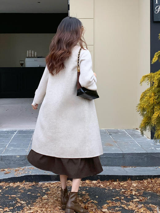 【百图lulu定制】【全能型双面呢大衣】【赠围巾】100%美丽诺羊毛 单排扣 圆领 双面呢大衣 商品图6