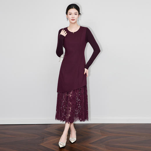 「高货wl」全新升级【铂金会员330/天猫439/差价109】(02524)洛诗琳女人味无袖连衣裙2025秋冬重工植绒蕾丝拼接背心裙 商品图1