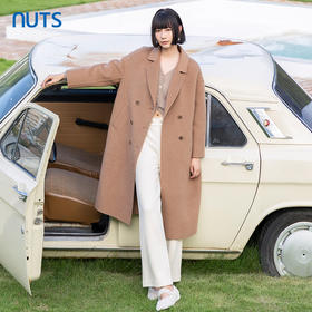 NUTS商场同款冬季复古气质时尚宽松双排扣双面毛呢外套女4431505A1