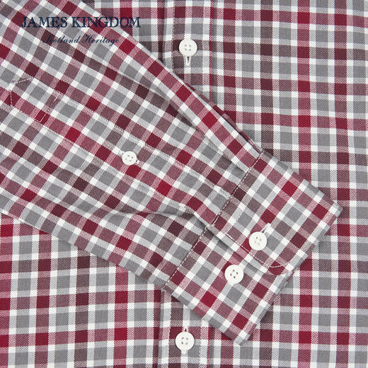 【 红格羊毛混纺】占姆士羊毛格子长袖衬衫男秋冬季新款高端商务休闲男士衬衫潮 商品图5