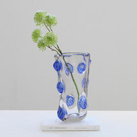 现代手工透明厚重玻璃花器摆件设计师样板间售楼处客厅软装饰简约