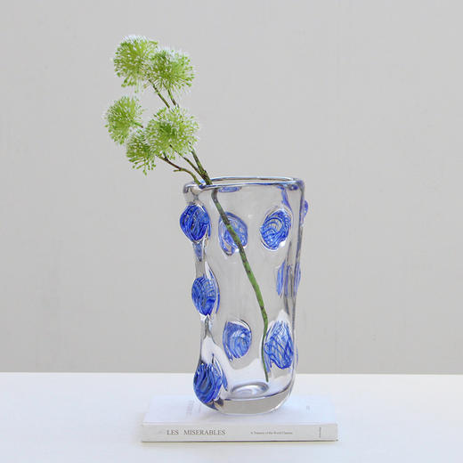 现代手工透明厚重玻璃花器摆件设计师样板间售楼处客厅软装饰简约 商品图0