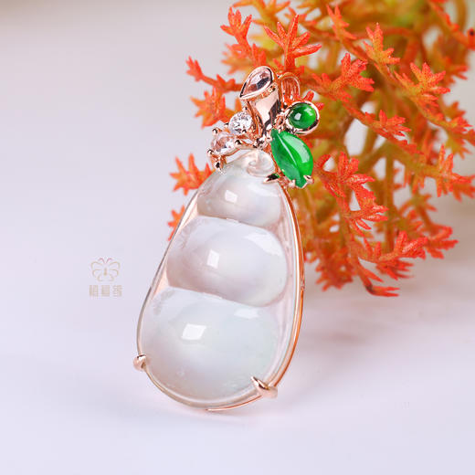 【三生有幸】飘绿翡翠三荚豆挂坠   GZ12506015 商品图0