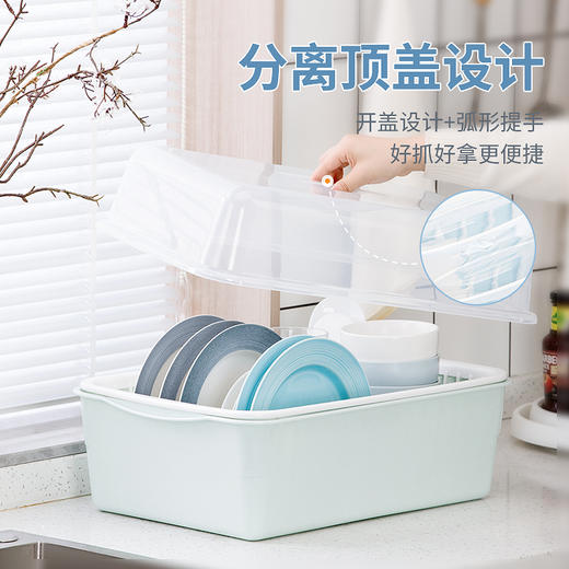 【茶花】欧式带盖沥水碗柜厨房碗筷收纳柜 商品图1