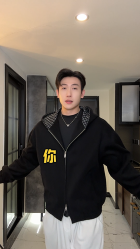 25043SDSA男士秋冬新款痞帅男装潮牌纯色拉链连帽卫衣百搭休闲格子外套