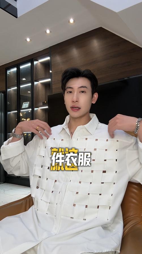 30041SDSA男士秋冬新款痞帅男装美式小众编织拼接翻领长袖衬衫时尚百搭 商品图0