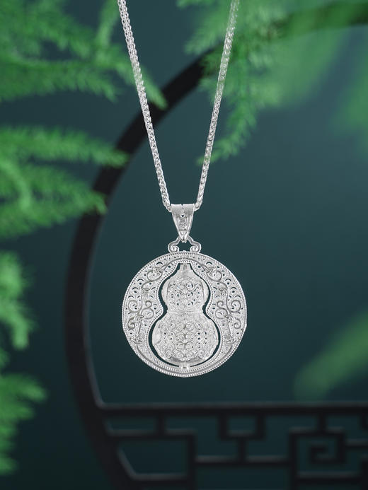 子佩集【福禄转运】S990银吊坠【YXYLDZ054】可转动葫芦花丝平安祥云（不含链）2510 商品图6