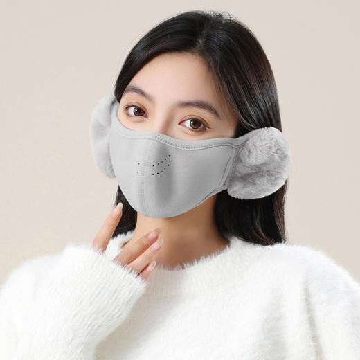 买一送一【秋冬保暖|暖暖护耳一体加绒口罩/无护耳两款可选】面料柔软亲肤，内里绒面细腻，毛绒一体护耳设计,锁温性能佳，透气孔设计可自由呼吸不憋闷，耳挂可调节，弹力不勒耳,适合多种脸型 商品图5