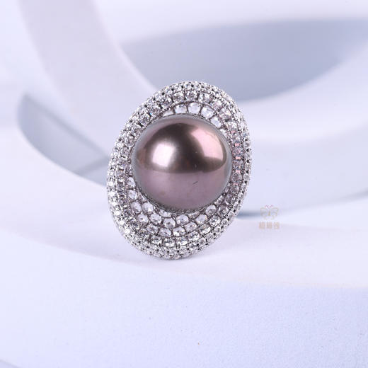 【一眼万年】黑珍珠镶钻戒指    ZZ12505035 商品图2