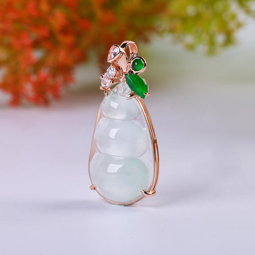 【三生有幸】飘绿翡翠三荚豆挂坠   GZ12506015 商品图4