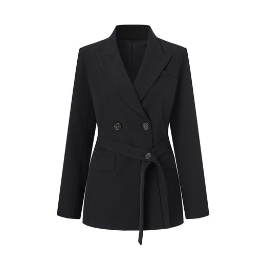 「高货wl」全新升级【铂金会员358/天猫479/差价121】(51931)洛诗琳气质通勤西装外套2025秋冬双排扣收腰显瘦外套女 商品图4