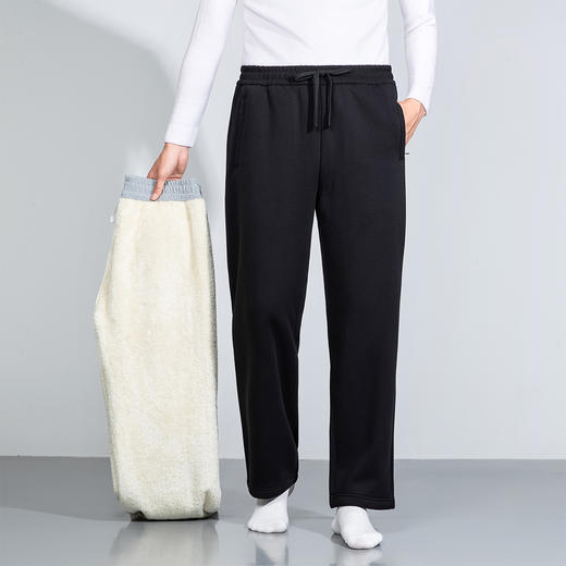 罗蒙冬季加绒阔腿休闲裤男士直筒拉链式口袋抽绳款时尚百搭长裤子男 商品图3