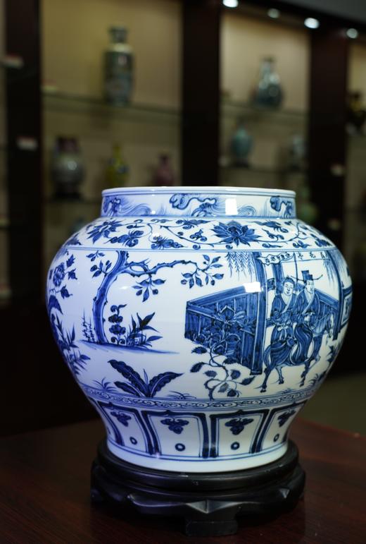 仿元青花百花亭图罐 商品图0