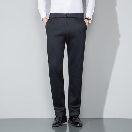 【莫代尔绵羊毛】罗蒙男士休闲裤加绒加厚保暖裤子磨毛内里舒适商务风通勤长裤 商品图2