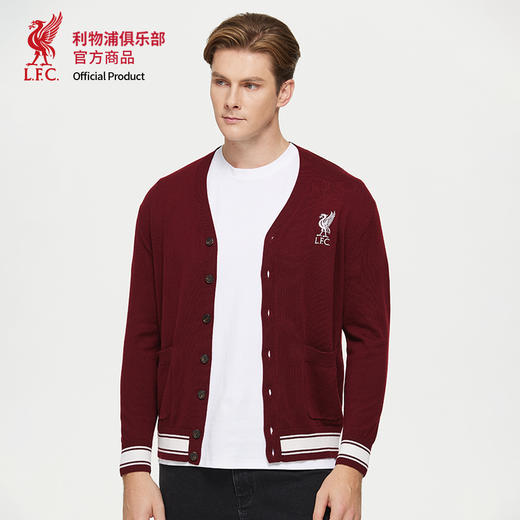 【官方正版】利物浦俱乐部 | 秋季酒红针织开衫学院风毛衣外套 商品图2