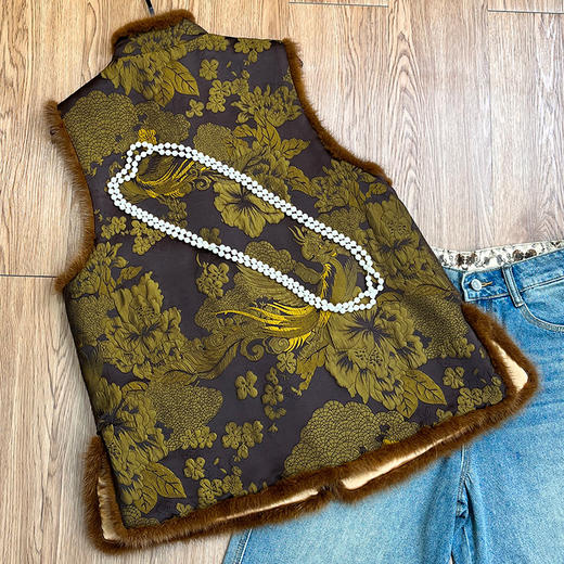 OG 8696新中式复古夹棉立领盘扣老钱风轻奢贵气气质马甲 商品图3